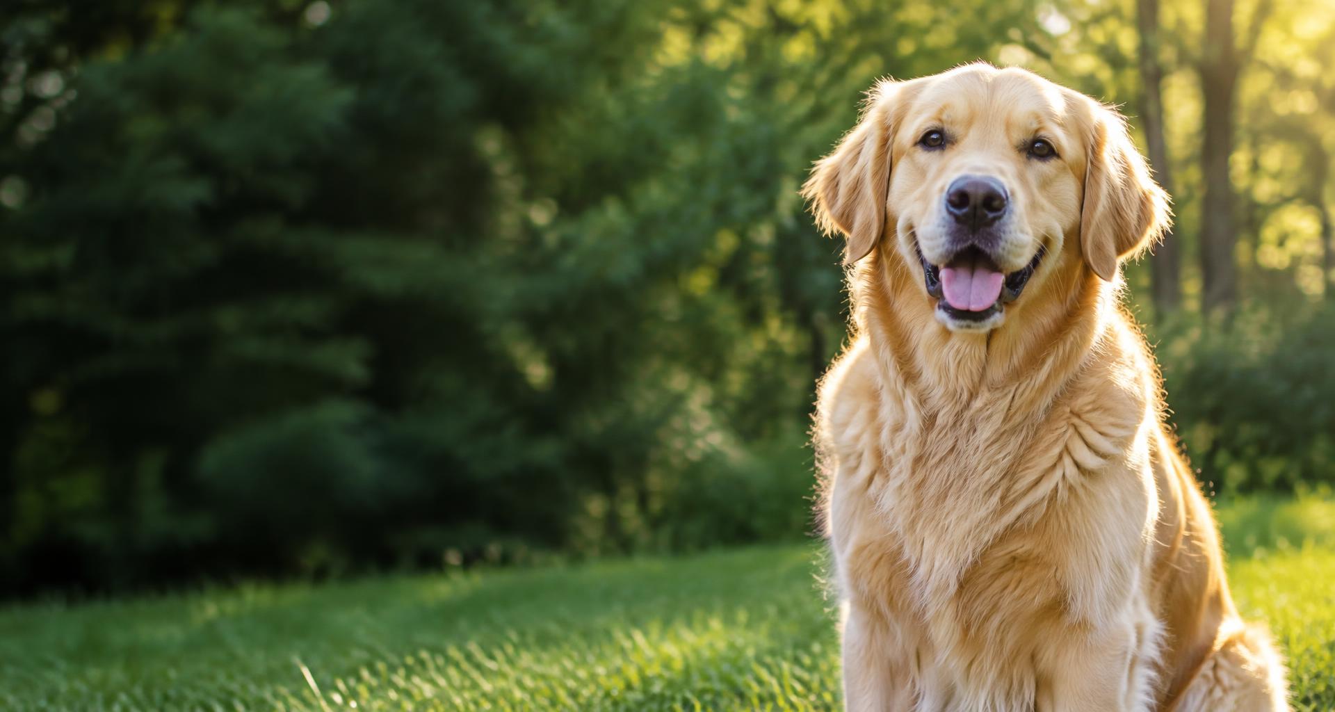 A happy golden retriever enjoying the sunshine